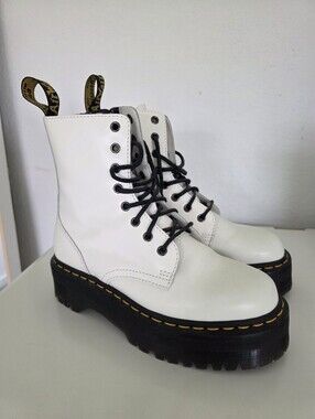 Dr Martens Jadon Boots White Leather Lace-Up (NWT)